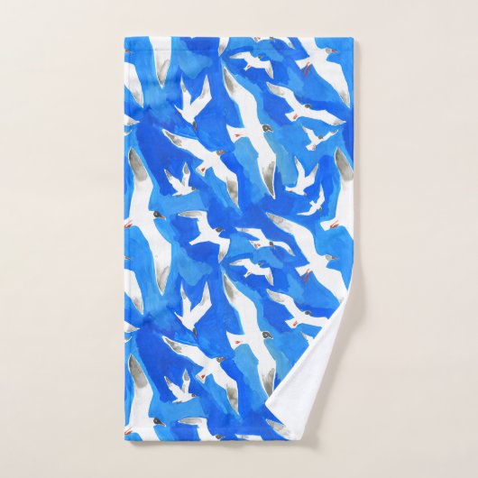 Fliegende Möwen am Himmel blau Badhandtuch Set (Handtuch)