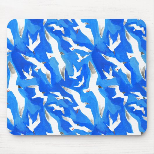 Fliegende Möwen am Himmel blau Mousepad (Vorne)