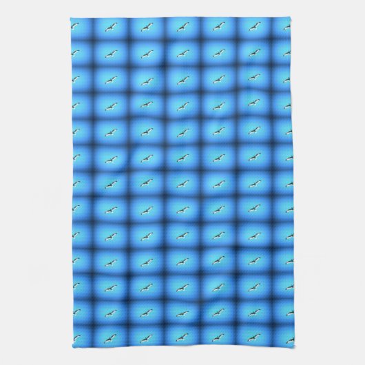 Fliegende Möwen auf blauem Handtuch (Vertikal)