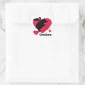 Fliegende Piggie mit Kaffee Quadratischer Aufkleber (Tasche)
