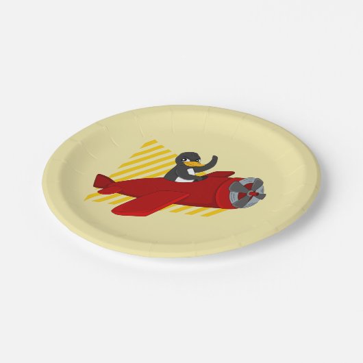 Fliegende Pinguin-Cartoon-Papier-Teller Pappteller (Schrägansicht)