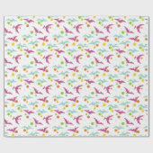 Fliegende Pterodactylus & Ornamente Farbige Feiert Geschenkpapier (Flach)