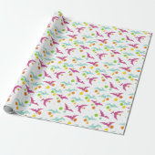 Fliegende Pterodactylus & Ornamente Farbige Feiert Geschenkpapier (Ungerollt)