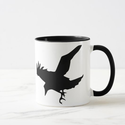 Fliegende Raben-Silhouette-Keramik-Tasse Tasse (Rechts)