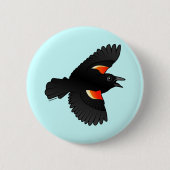 Fliegende rotgeflügelte Amsel Button (Vorderseite)