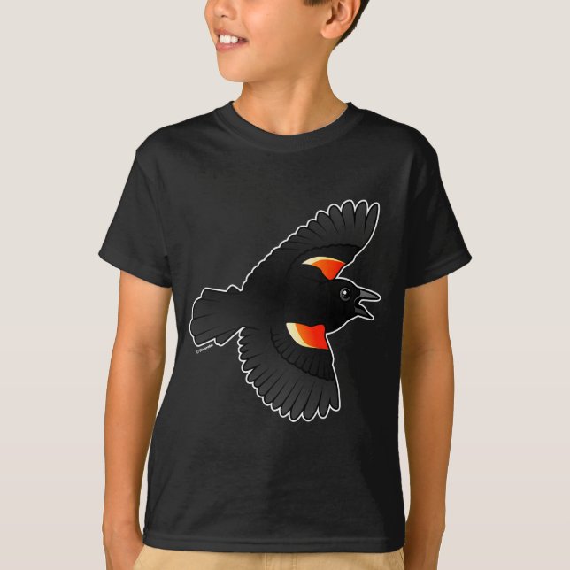 Fliegende rotgeflügelte Amsel T-Shirt (Vorderseite)