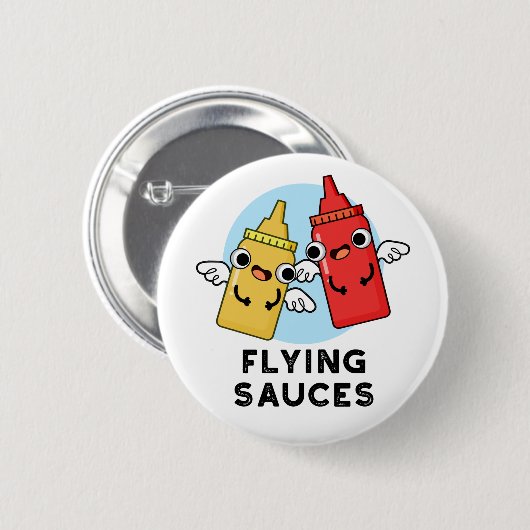 Fliegende Sauces Funny Food Puff Button (Vorne & Hinten)