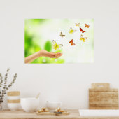 Fliegende Schmetterlinge aus heilender & liebevoll Poster (Küche)