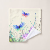Fliegende Schmetterlinge Badetuch Set (Waschlappen)