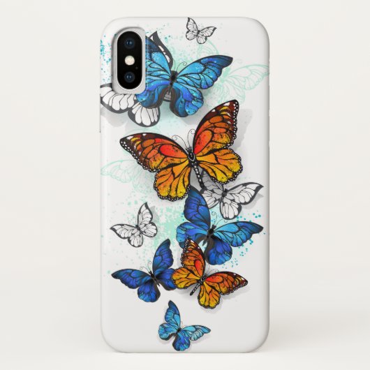 Fliegende Schmetterlinge Morpho und Monarch Case-Mate iPhone Hülle (Rückseite)