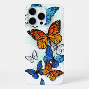 Fliegende Schmetterlinge Morpho und Monarch iPhone 16 Pro Max Hülle