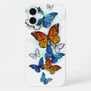 Fliegende Schmetterlinge Morpho und Monarch iPhone 16 Plus Hülle
