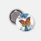 Fliegende Schmetterlinge Morpho und Monarch Magnet (Vorderseite/Rückseite)
