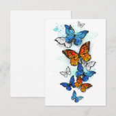 Fliegende Schmetterlinge Morpho und Monarch Save The Date (Vorne/Hinten)