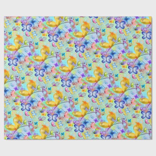 Fliegende Schmetterlinge Muster-Papier Geschenkpapier (Flach)