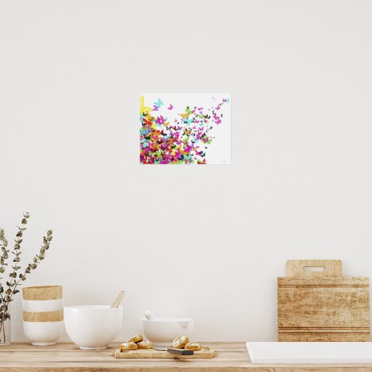 Fliegende Schmetterlinge Poster (Küche)