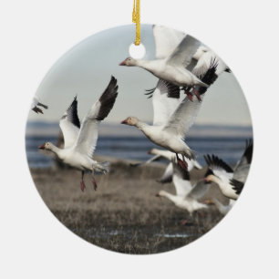 Fliegende Schneegänse Keramikornament