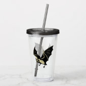 Fliegende schwarze Fledermaus personalisiert Acryltrinkbecher (Rückseite)