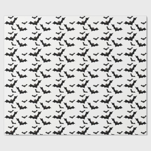 Fliegende schwarze Schläger auf weißem Hintergrund Geschenkpapier (Flach)