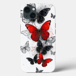 Fliegende schwarze und rote Morpho-Schmetterlinge Case-Mate iPhone Hülle