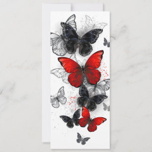 Fliegende schwarze und rote Morpho-Schmetterlinge Karte
