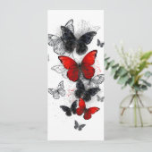 Fliegende schwarze und rote Morpho-Schmetterlinge Programm (Stehend Vorderseite)