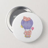 Fliegende Schweinchen im Heißluftballon Button (Vorne & Hinten)
