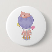 Fliegende Schweinchen im Heißluftballon Button (Vorderseite)
