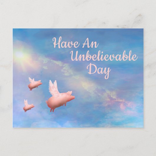 Fliegende Schweine haben einen unglaublichen Tag Postkarte (Vorderseite)