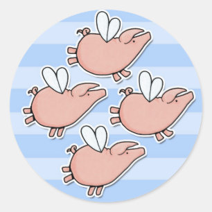 fliegende Schweine Runder Aufkleber