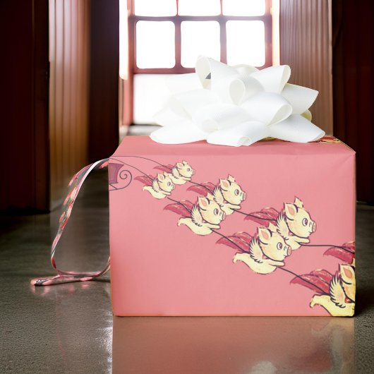 Fliegende Schweine Sleigh Weihnachtswrapping Paper Geschenkpapier