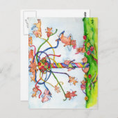 Fliegende Schweine um die Maypole Postkarte (Vorne/Hinten)