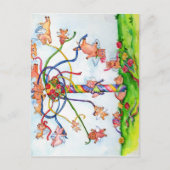 Fliegende Schweine um die Maypole Postkarte (Vorderseite)