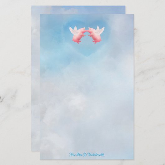 Fliegende Schweine Unglaubliche Liebe Briefpapier (Vorne/Hinten)