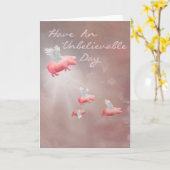 Fliegende Schweine Unglaublicher Tag Karte (Gelbe Blume)