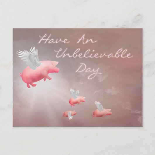 Fliegende Schweine Unglaublicher Tag Postkarte (Vorderseite)