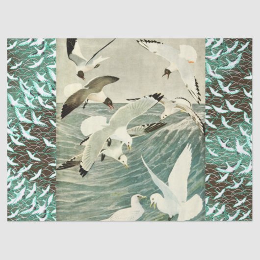 FLIEGENDE SEAGULLE ÜBER DEN WELLEN SEIDENPAPIER (Vorderseite)