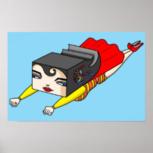 Fliegende starke Frau. Poster
