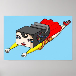 Fliegende starke Frau. Poster