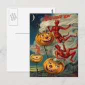 Fliegende Teufel Kürbisrauch Postkarte (Vorne/Hinten)