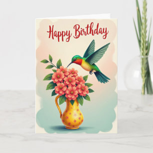 Fliegende Vogel-Geburtstags-Blumenkarte Karte