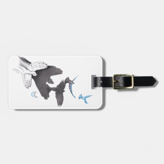 Fliegende Vögel Hand-Schatten-Illusion Surreale Ku Gepäckanhänger (Vorderseite horizontal)