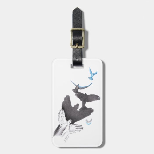 Fliegende Vögel Hand-Schatten-Illusion Surreale Ku Gepäckanhänger (Vorderseite vertikal)