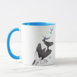 Fliegende Vögel Hand Schattentäuschung Surreales E Tasse