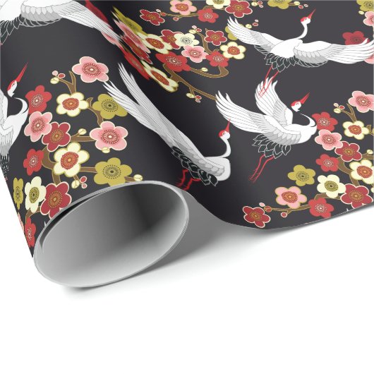 Fliegende Vögel: Krane Heron Japanisch. Geschenkpapier (Rolleneckpunkt)