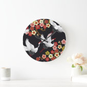 Fliegende Vögel: Krane Heron Japanisch. Große Wanduhr (Zuhause)