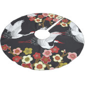 Fliegende Vögel: Krane Heron Japanisch. Polyester Weihnachtsbaumdecke (Schrägansicht)