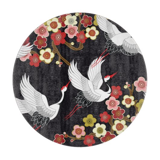 Fliegende Vögel: Krane Heron Japanisch. Schneidebrett (Vorderseite)