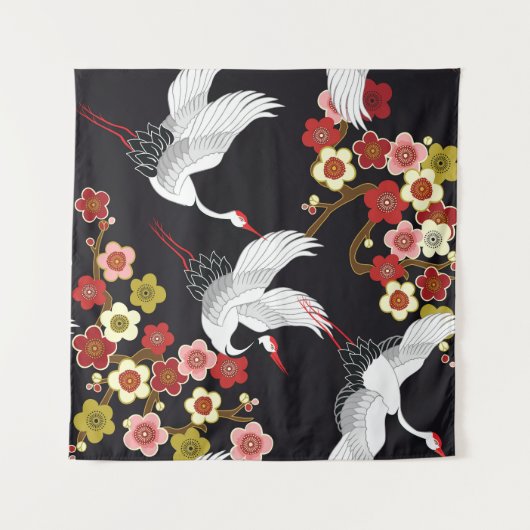 Fliegende Vögel: Krane Heron Japanisch. Wandteppich (Vorderseite (Horizontal))