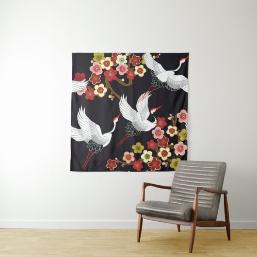 Fliegende Vögel: Krane Heron Japanisch. Wandteppich (Beispiel)